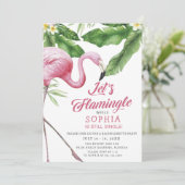 Tropical Flamingo Bachelorette Party Uitnodiging (Staand voorkant)