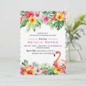 Tropical Flamingo Bachelorette Weekend Uitnodiging (Staand voorkant)