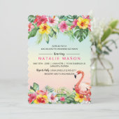 Tropical Flamingo Bachelorette Weekend Uitnodiging (Staand voorkant)