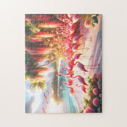 Tropical Flamingo Beach Paradise Vacation Gift Legpuzzel (Verticaal)