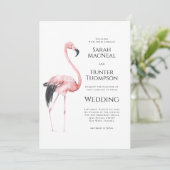 Tropical Flamingo Beach Wedding QR code Kaart (Staand voorkant)