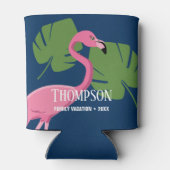 Tropical Flamingo Custom Familie Vakantie Reünie Blikjeskoeler (Achterkant)