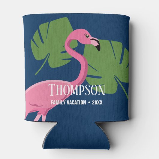 Tropical Flamingo Custom Familie Vakantie Reünie Blikjeskoeler (Achterkant)