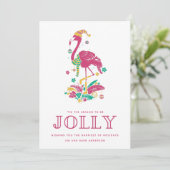 Tropical Flamingo Florida Beach Kerstfeestdag Feestdagenkaart (Staand voorkant)