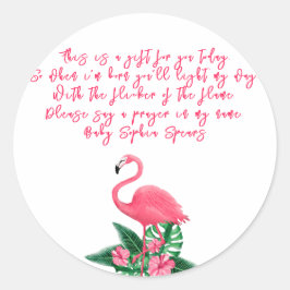 Tropical Flamingo - Gebedskaarsetiket Ronde Sticker