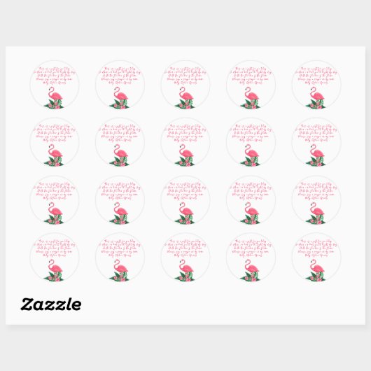Tropical Flamingo - Gebedskaarsetiket Ronde Sticker (Vel)