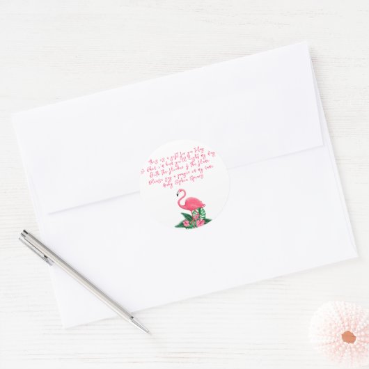 Tropical Flamingo - Gebedskaarsetiket Ronde Sticker (Envelop)