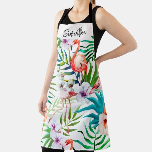 Tropical Flamingo gepersonaliseerde all-over print Schort (Insitu)