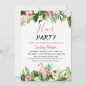 Tropical Flamingo Luau Hens Party Invitation Kaart (Voorkant)