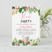 Tropical Flamingo Luau Hens Party Invitation Kaart (Staand voorkant)