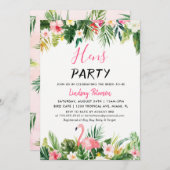 Tropical Flamingo Luau Hens Party Invitation Kaart (Voorkant / Achterkant)