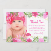 Tropical Flamingo Palm Branches Luau Birthday Girl Bedankkaart (Voorkant)