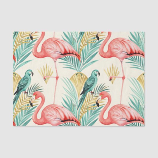 Tropical Flamingo Parrot Jungle Tissuepapier (Voorkant)