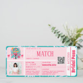 Tropical Flamingo Pickleball Vrijgezellenfeest Tic Kaart (Staand voorkant)