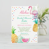 Tropical Flamingo Pineapple Vrijgezellenfeest Luau Kaart (Staand voorkant)