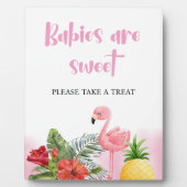 Tropical Flamingo Pink Baby's zijn zoet teken Fotoplaat (Voorkant)