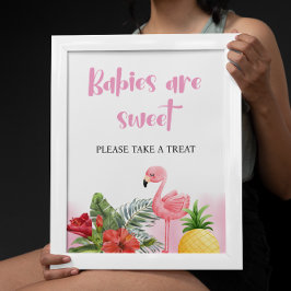 Tropical Flamingo Pink Baby's zijn zoet teken Poster