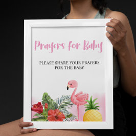 Tropical Flamingo Pink Prayers voor Baby Sign Poster