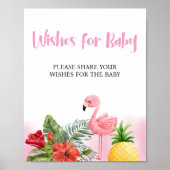 Tropical Flamingo Pink Wishes voor Baby Sign Poste Poster (Voorkant)