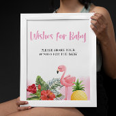 Tropical Flamingo Pink Wishes voor Baby Sign Poste Poster