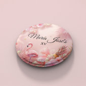 Tropical Flamingo Quinceañera, custom Button Flesopener
