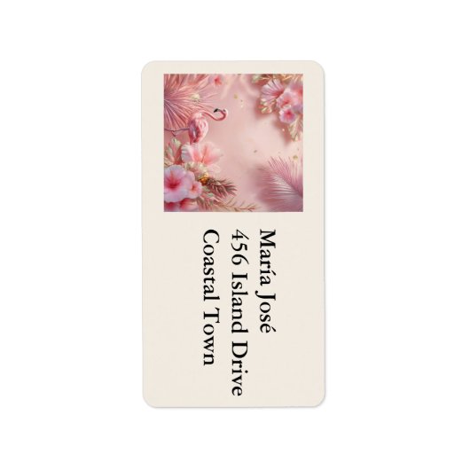 Tropical Flamingo Quinceañera, custom Etiket (Voorkant)