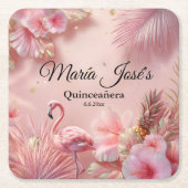 Tropical Flamingo Quinceañera, custom Kartonnen Onderzetters (Voorkant)