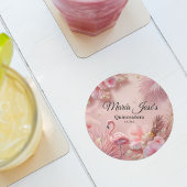 Tropical Flamingo Quinceañera, custom Kartonnen Onderzetters