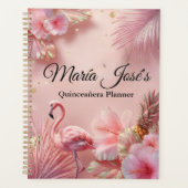 Tropical Flamingo Quinceañera, custom Planner (Voorkant)