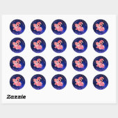 Tropical Flamingo Roze Blauw Dank u Favor Ronde Sticker (Vel)
