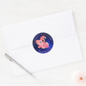 Tropical Flamingo Roze Blauw Dank u Favor Ronde Sticker (Envelop)