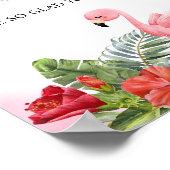 Tropical Flamingo Roze Gastenboek Baby shower Poster (Hoek)