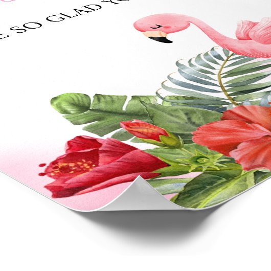 Tropical Flamingo Roze Gastenboek Baby shower Poster (Hoek)
