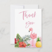 Tropical Flamingo Roze Meisje Baby shower Bedankkaart (Voorkant)