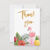 Tropical Flamingo Roze Meisje Baby shower Bedankkaart (Voorkant)