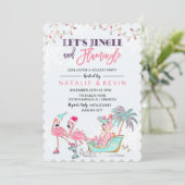 Tropical Flamingo Vakantie Uitnodiging (Staand voorkant)