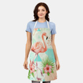 Tropical Flamingo Watercolor & Geometric Pattern Schort (Gedragen)