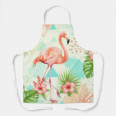 Tropical Flamingo Watercolor & Geometric Pattern Schort (Voorkant)