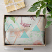 Tropical Flamingo Watercolor & Geometric Pattern Tissuepapier (Geschenk)