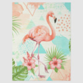 Tropical Flamingo Watercolor & Geometric Pattern Tissuepapier (Voorkant)