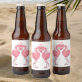 Tropical Flamingos Beach Cute Pink Summer Wedding Bier Etiket