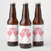 Tropical Flamingos Beach Cute Pink Summer Wedding Bier Etiket (Flessen)