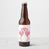 Tropical Flamingos Beach Cute Pink Summer Wedding Bier Etiket (Voorkant)