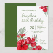 Tropical Floral 25th Birthday Invitation Kaart (Voorkant / Achterkant)