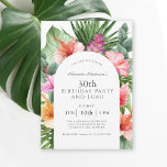 Tropical Floral 30e verjaardagsfeestje en Luau Kaart<br><div class="desc">Een prachtig weelderig tropisch 30th Birthday Party design met kleurrijke waterverf bloemenelementen waaronder hibiscusbloei, gemberbloemen en een verscheidenheid aan tropisch gebladerte rondom een stijlvol gewelfd lijst. De looks zijn levendig en levendig en zetten de toon voor uw viering in alfa-stijl. Een trendy gebogen lijsten inzetstuk rondom jouw tekst voegt een...</div>