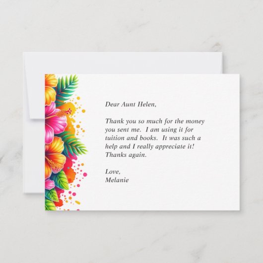 Tropical Floral Afstuderen Dank u kaart (Achterkant)