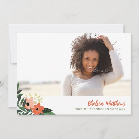 Tropical Floral Afstuderen fotouitnodiging Kaart (Voorkant)