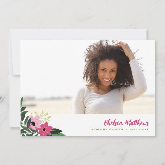 Tropical Floral Afstuderen fotouitnodiging Kaart (Voorkant)