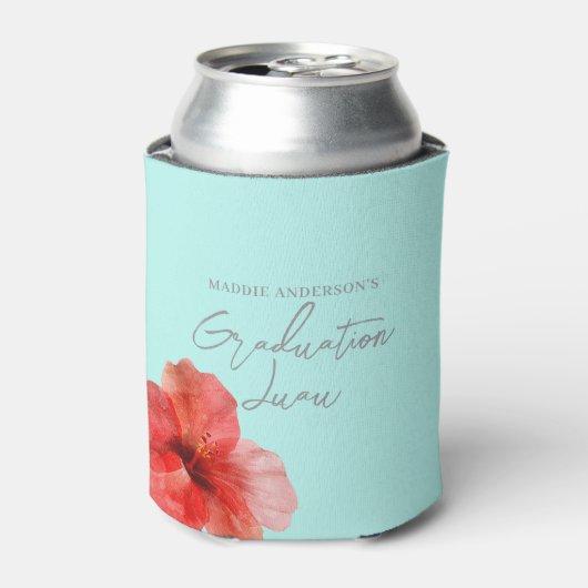 Tropical Floral Afstuderen Luau Party Blikjeskoeler (Blikje Voorkant)