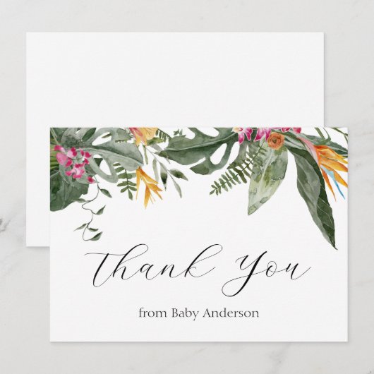 Tropical Floral Aloha Baby shower Bedankt (Voorkant / Achterkant)